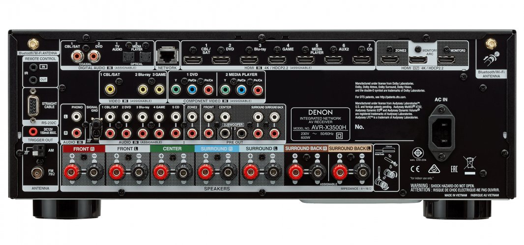 Задняя панель Denon AVR-X3500H